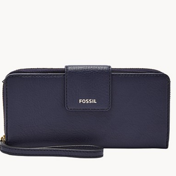 Fossil Handbags - Fossil Madison Navy Zip Clutch Wallet